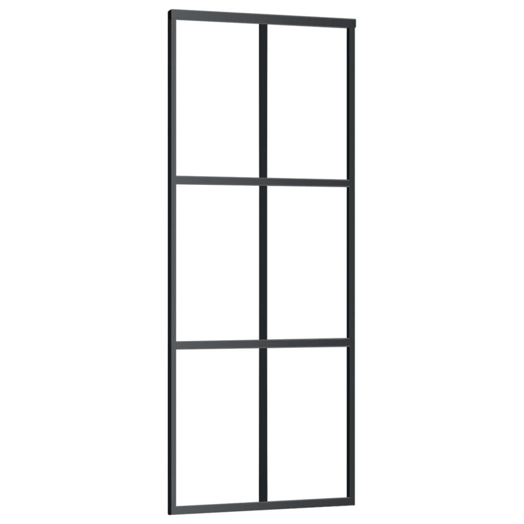 American Smart sliding door with black aluminum frame and ESG glass, measuring 29.9x80.7 inches, for stylish interior or exterior use.