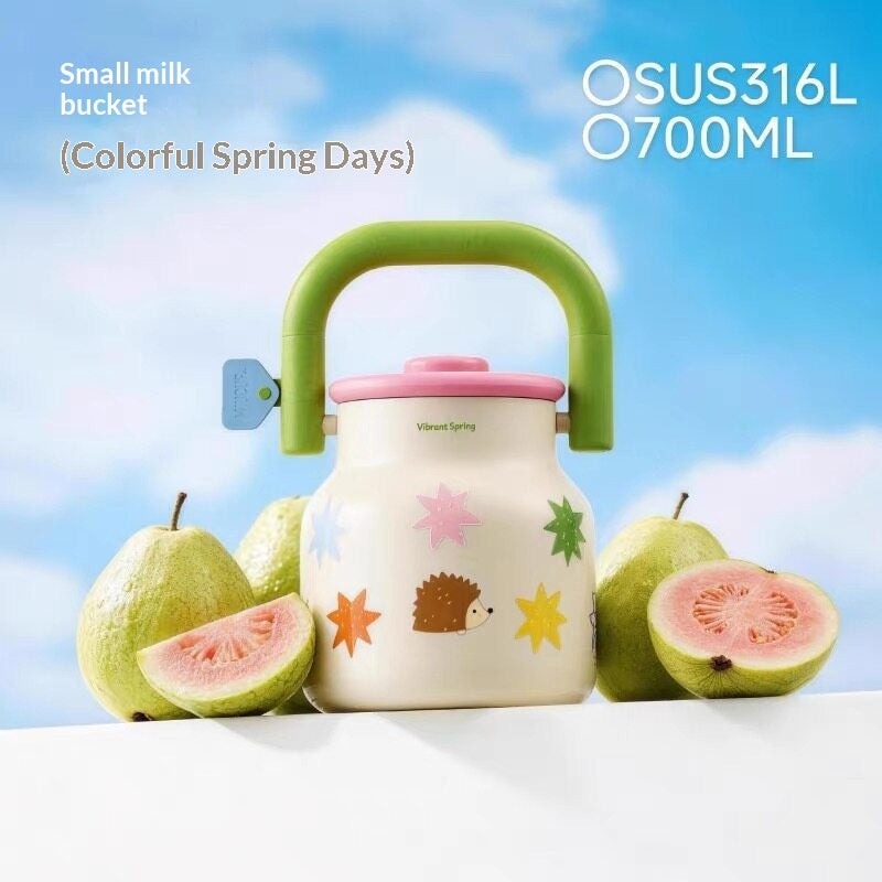 Color: Little Milk Bucket - Thermal Cup Girly Straw Water Bottle - American Smart