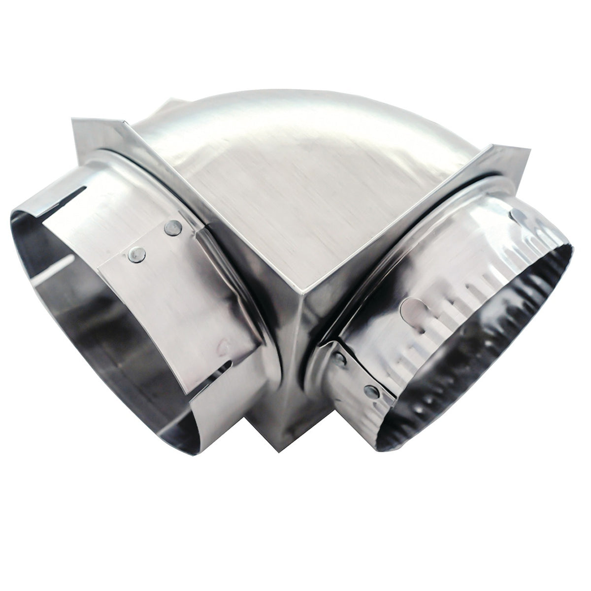 American Smart Builder's Best 010151 close elbow for ducting, metal connector part used in HVAC systems.