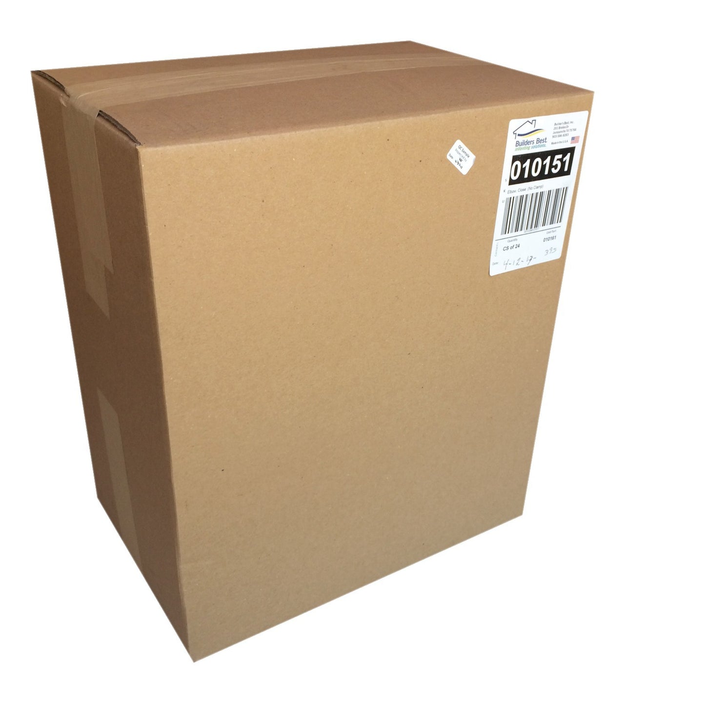 American Smart Builder's Best 010151 close elbow ducting part for HVAC, made of durable metal, designed for flexible duct connections.