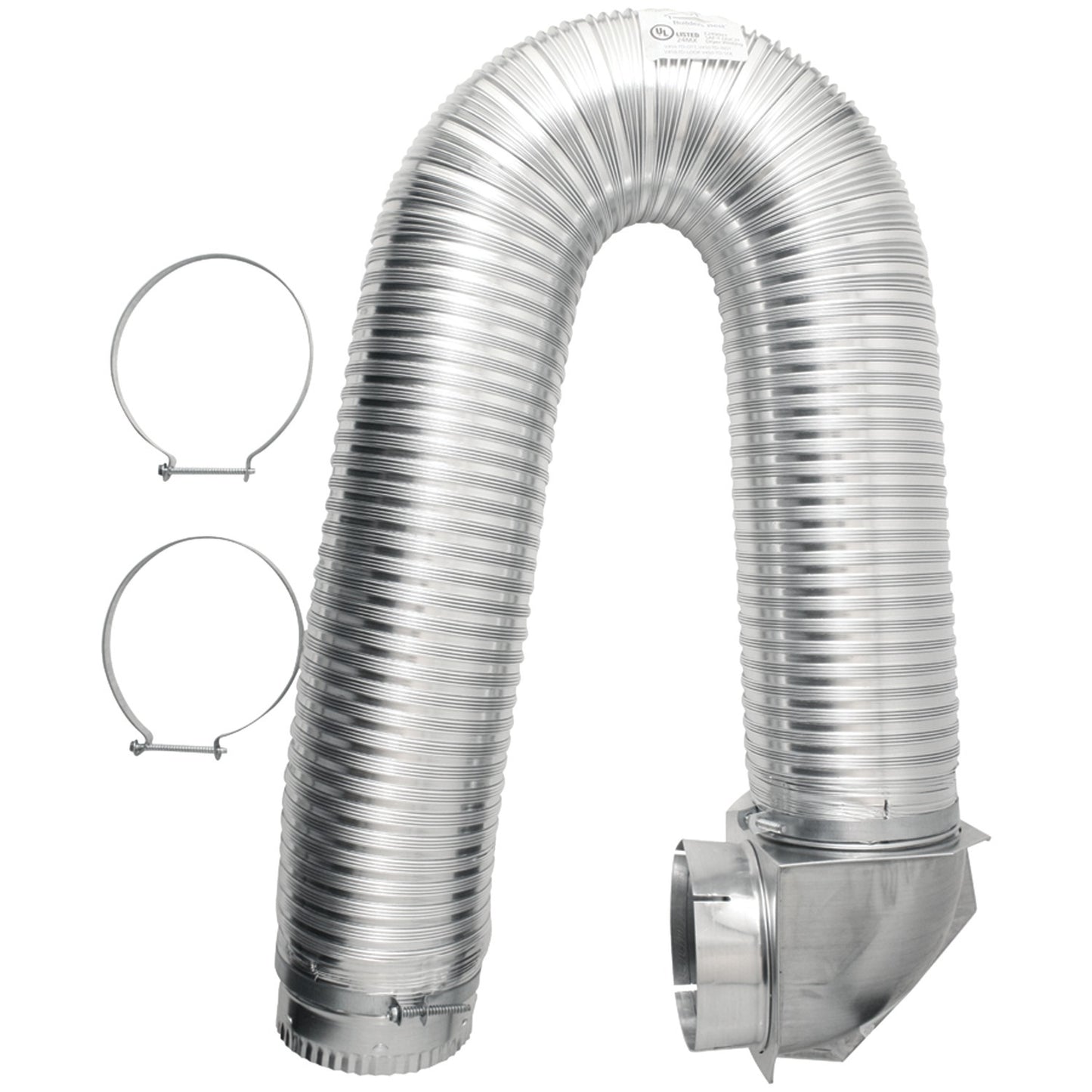 American Smart Builder's Best 4-inch x 8-foot UL transition duct single-elbow kit with ducting parts for HVAC installation.