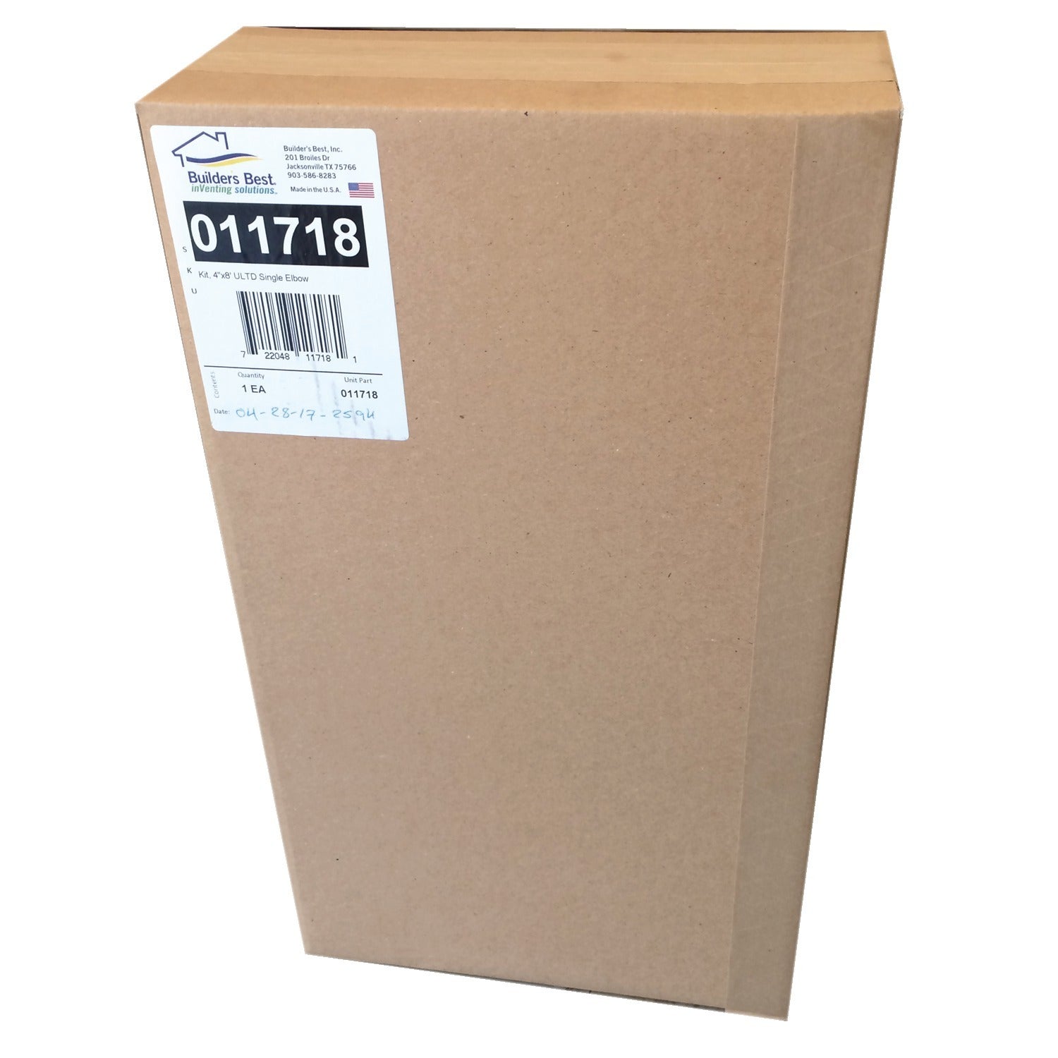 American Smart Builder's Best UL 4-inch x 8-foot transition duct with single-elbow kit, ducting parts for HVAC or ventilation systems.