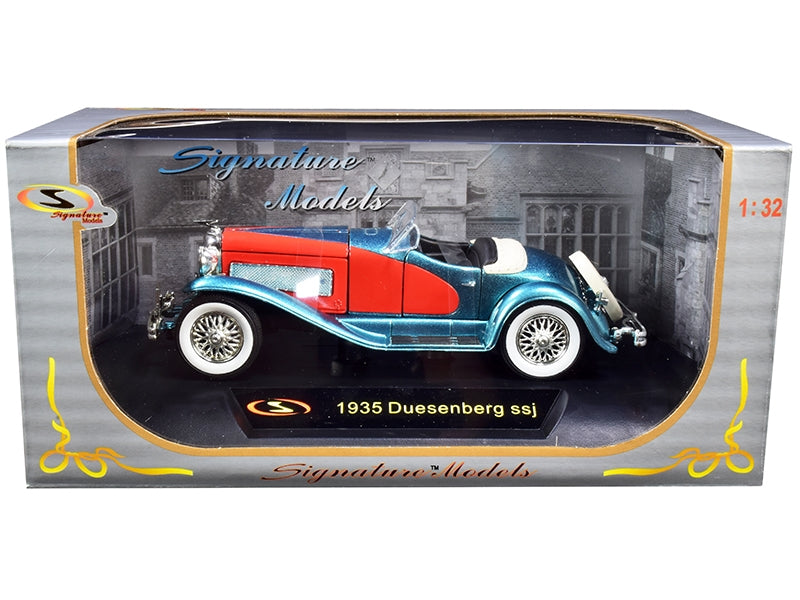 Blue and red 1/32 scale Duesenberg SSJ convertible diecast model car by American Smart - WB, detailed and realistic.