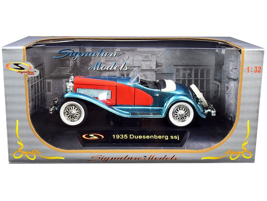 Blue and red 1/32 scale Duesenberg SSJ convertible diecast model car by American Smart - WB, detailed and realistic.