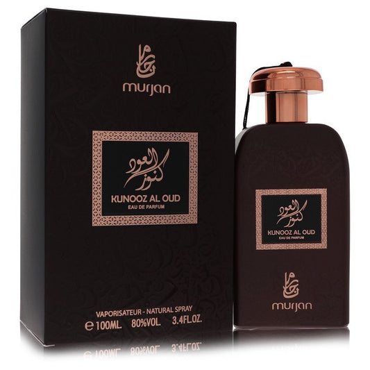 Dumont Murjan Kunooz Al Oud unisex Eau de Parfum spray by Dumont Paris, 3.4 oz, featuring a sleek bottle design.