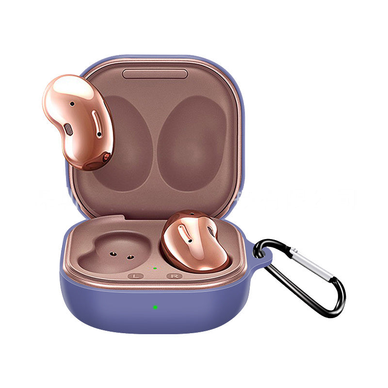 Silicone Earphone Protective Case Wireless Bluetooth Headset Anti-fall Cover With Buckle Compatible For Samsung Galaxybuds2 Live/pro Lavender Gray - American Smart