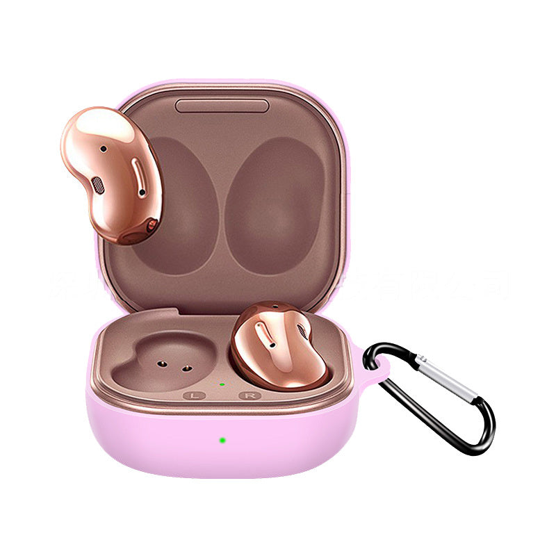 Silicone Earphone Protective Case Wireless Bluetooth Headset Anti-fall Cover With Buckle Compatible For Samsung Galaxybuds2 Live/pro Lavender Gray - American Smart
