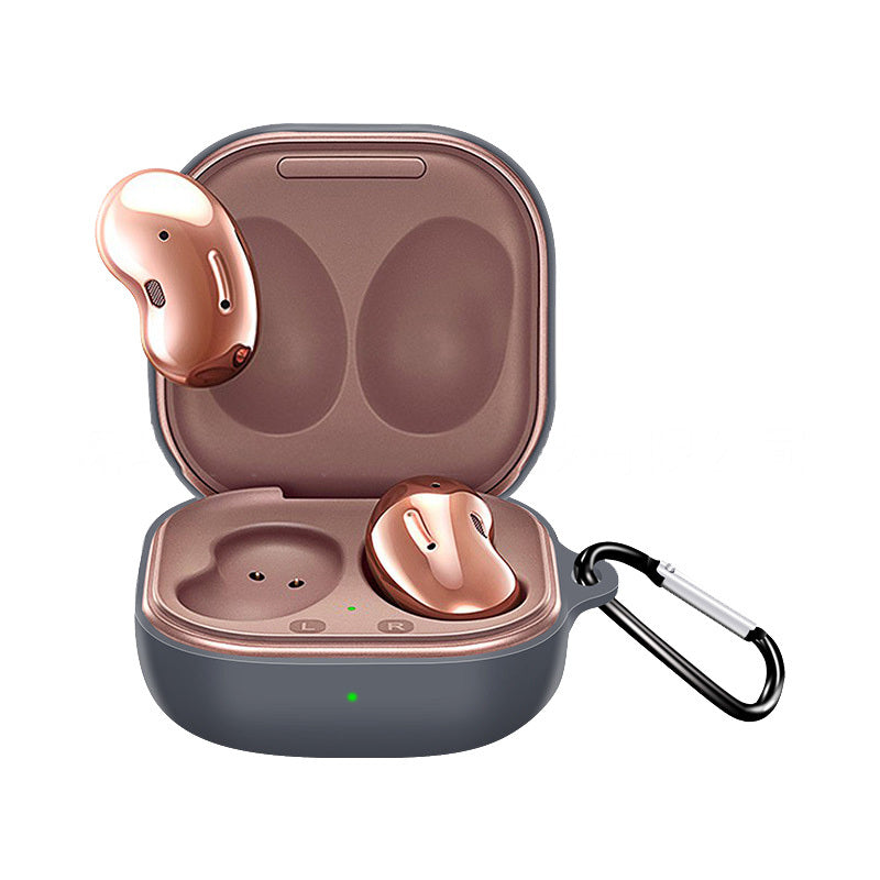 Silicone Earphone Protective Case Wireless Bluetooth Headset Anti-fall Cover With Buckle Compatible For Samsung Galaxybuds2 Live/pro Lavender Gray - American Smart