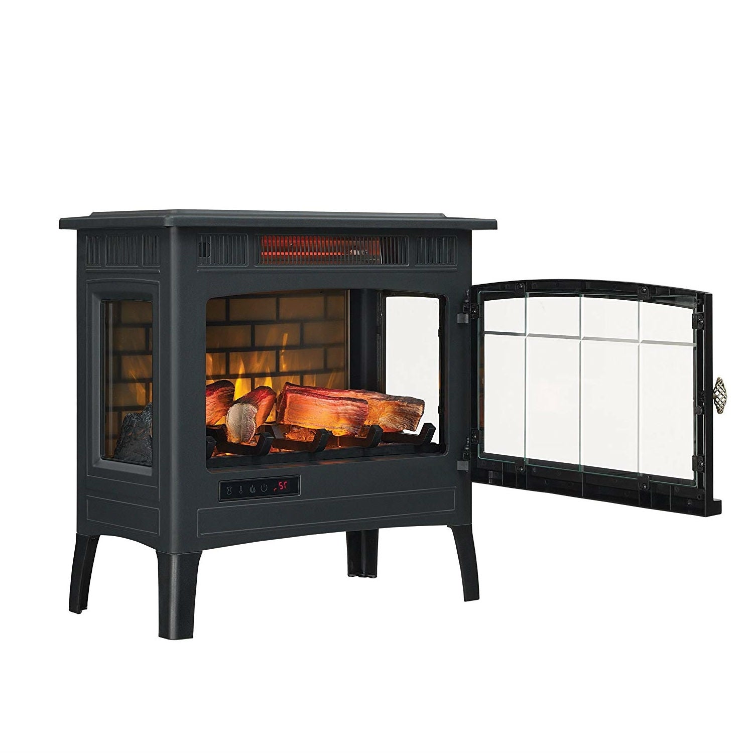 Black Infrared Quartz Electric Fireplace Stove Heater - American Smart