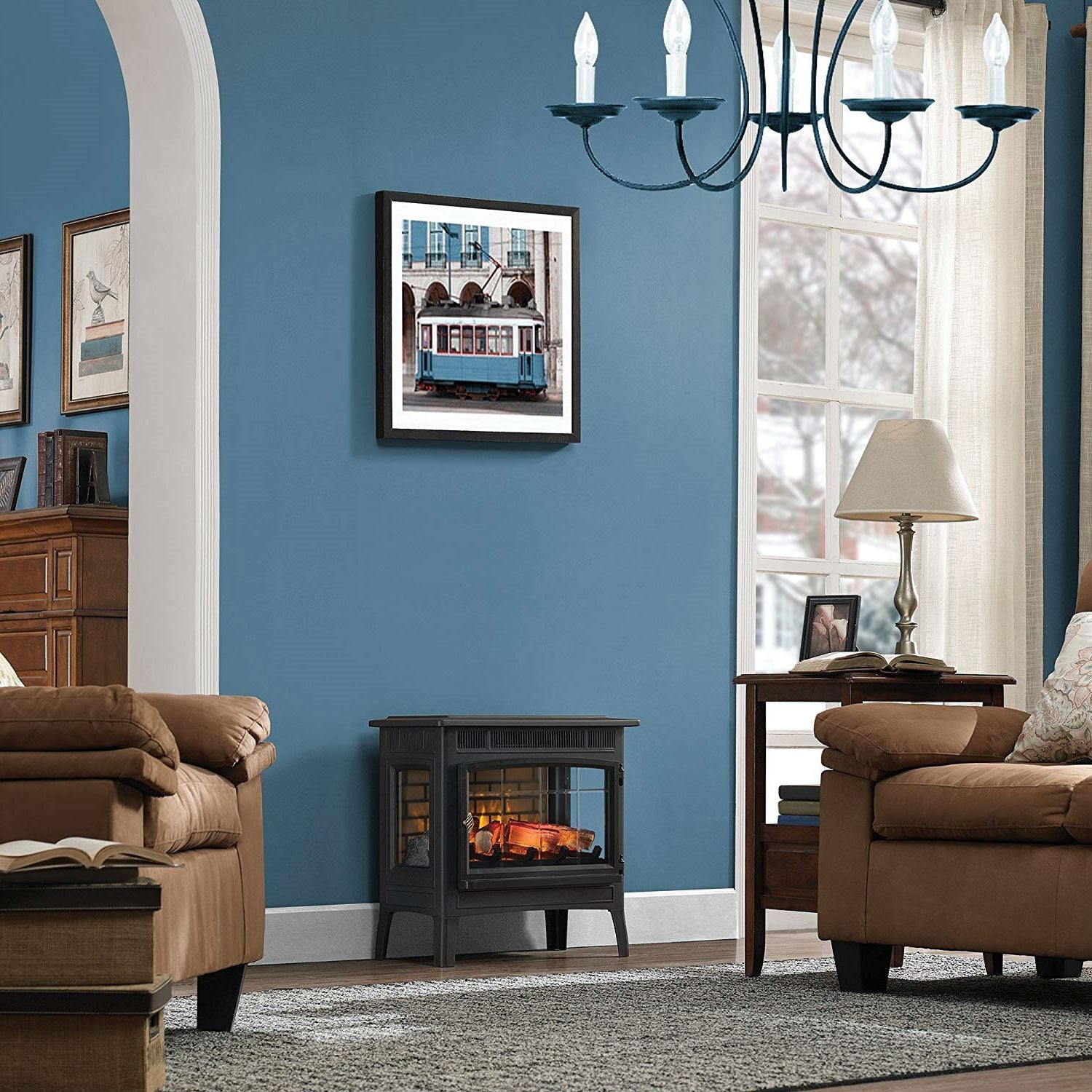 Black Infrared Quartz Electric Fireplace Stove Heater - American Smart