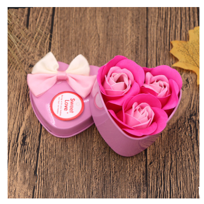 Color: Pink 9style - Soap Flower Gift Box Valentine's Day Gift Mother's Day Creative Gifts Bear Flower Rose Heart Shaped Tin Box - American Smart