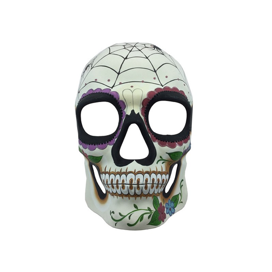 Kbw men's Day of the Dead full face mask with colorful feathers, crafted by American Smart WB, detailed and vibrant for celebrations