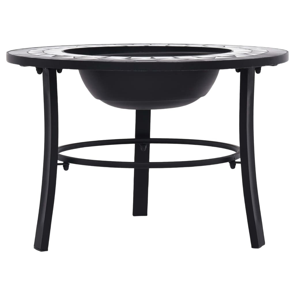 Black and white ceramic mosaic fire pit from American Smart WB, 26.8 inches, outdoor fireplace for cozy gatherings.