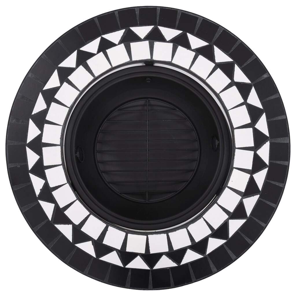 Black and white ceramic mosaic fire pit by American Smart, 26.8-inch outdoor fireplace with stylish mosaic design