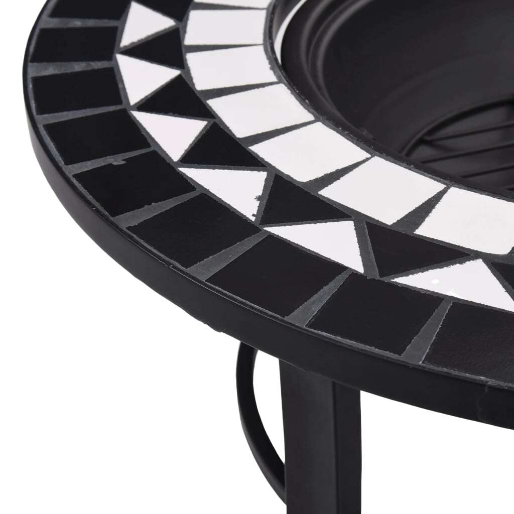 Black and white ceramic mosaic fire pit by American Smart, 26.8 inches, outdoor fireplace with stylish mosaic design
