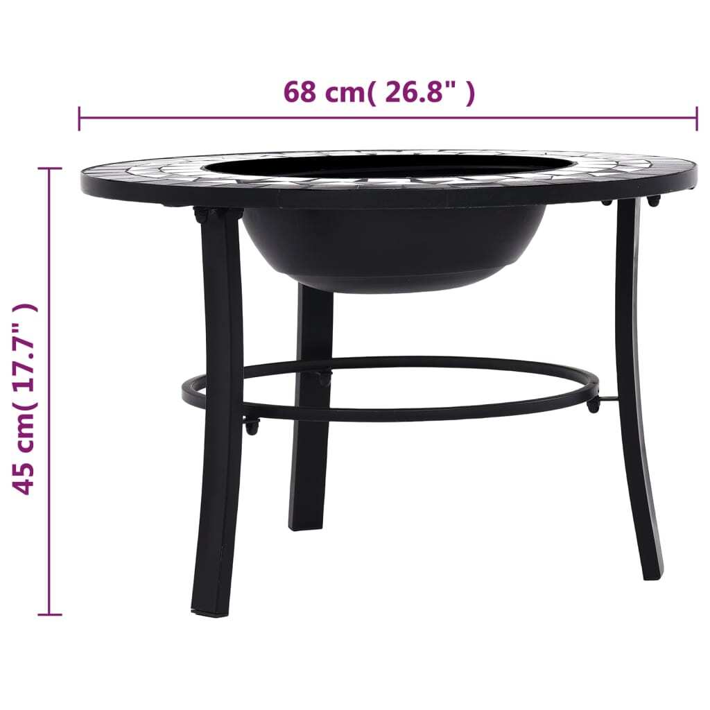Black and white ceramic mosaic fire pit from American Smart WB, 26.8-inch outdoor fireplace with a stylish design.