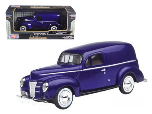1940 Ford Sedan Delivery diecast model car in purple metallic by Motormax, detailed 1/24 scale American Smart - WB Ford model