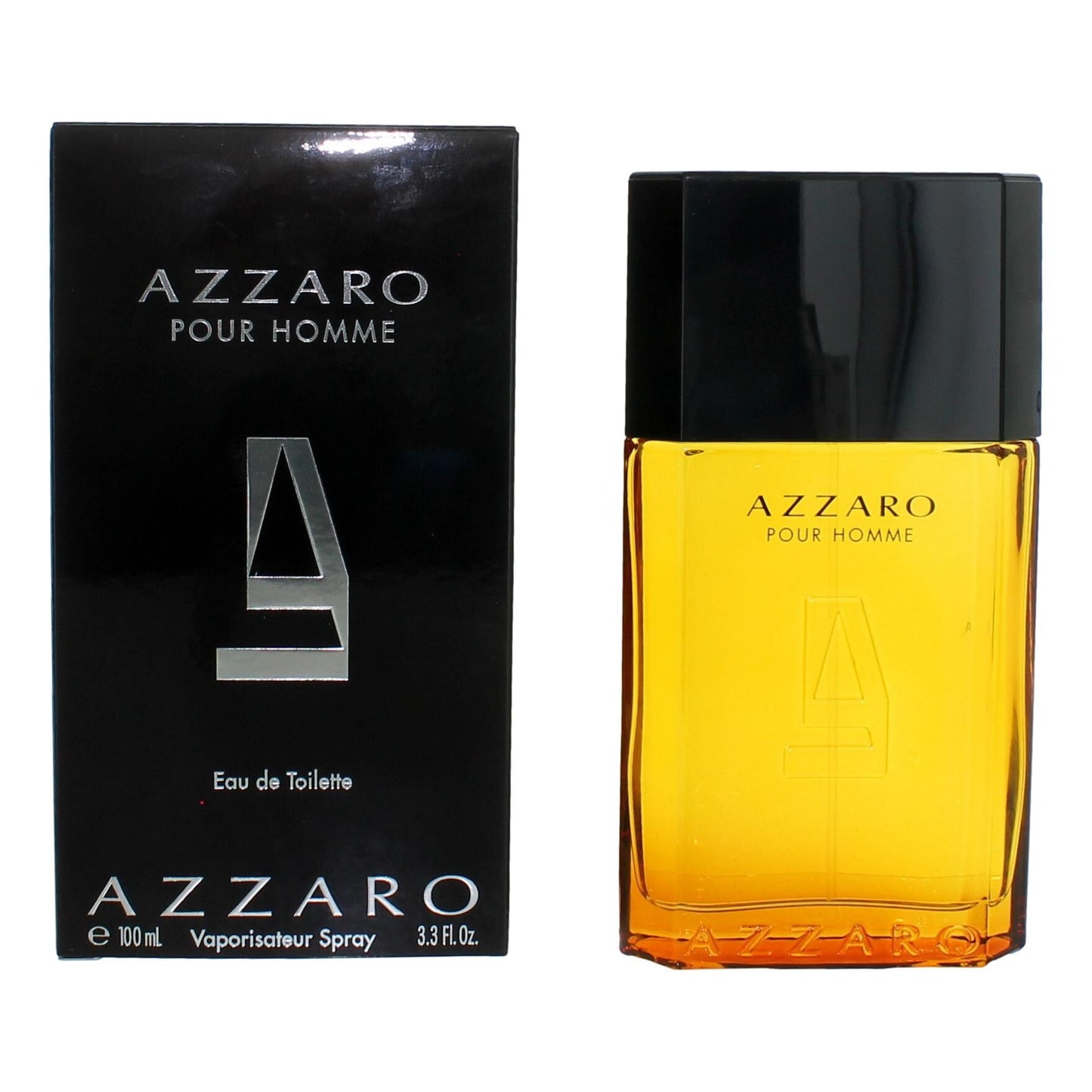 Azzaro by Azzaro men's 3.3 oz Eau De Toilette spray bottle, featuring sleek packaging and fragrance branding.