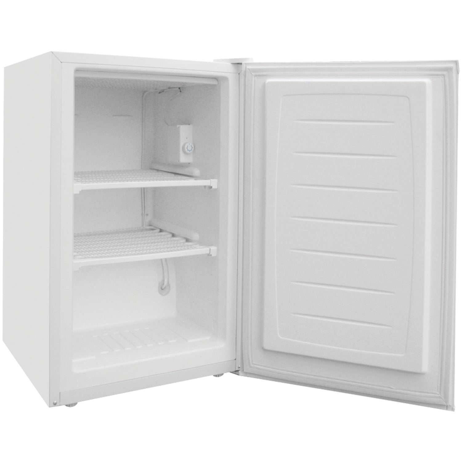 American Smart Magic Chef upright freezer with 3 cubic feet capacity, white finish, compact design, and digital temperature control.