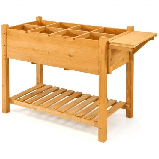 American Smart WB elevated garden planter box kit with 8 grids and a folding tabletop, ideal for outdoor gardening and planting.