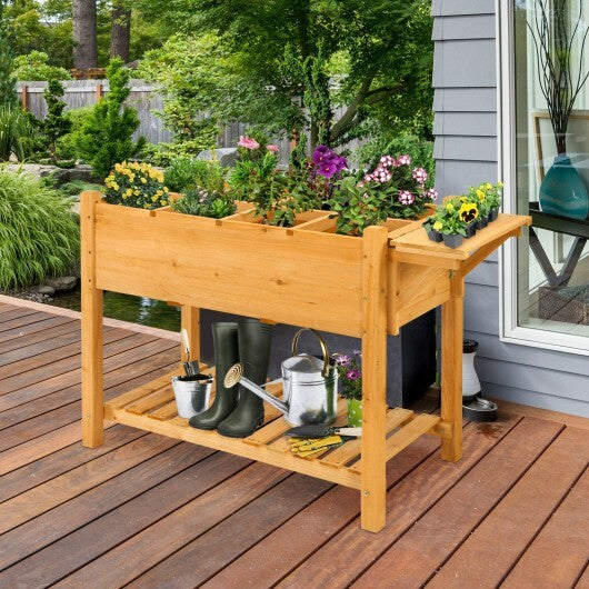 American Smart WB garden elevated planter box kit with 8 grids and folding tabletop for easy gardening and plant organization.