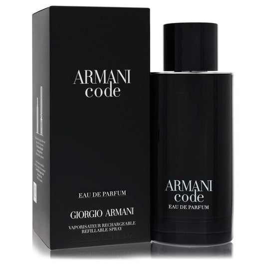 Giorgio Armani Armani Code men's Eau De Parfum spray in a 4.2 oz bottle, featuring sleek packaging and elegant design.