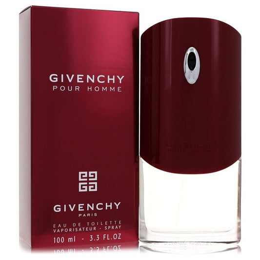 Givenchy Purple Box Eau de Toilette spray for men, 3.3 oz, featuring sleek bottle design and purple packaging.