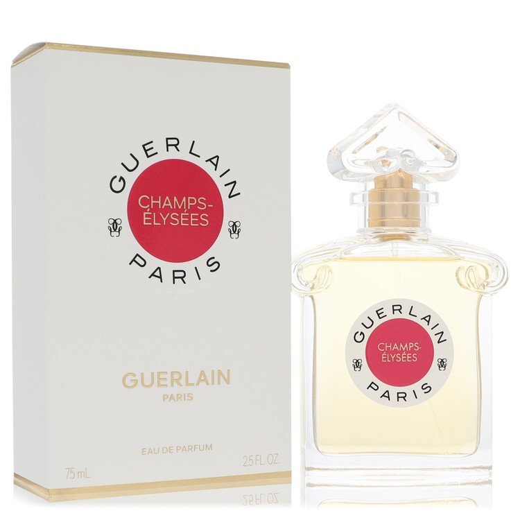 Guerlain Champs Elysees Eau De Parfum spray bottle for women, 2.5 oz, with elegant packaging and floral fragrance details
