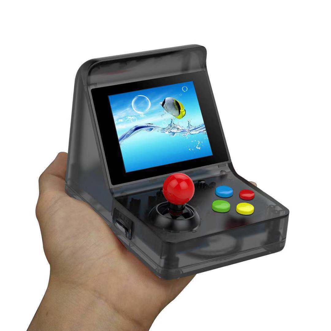 Handheld retro arcade joystick by American Smart for online multiplayer gaming, featuring a classic design and multiple control buttons.