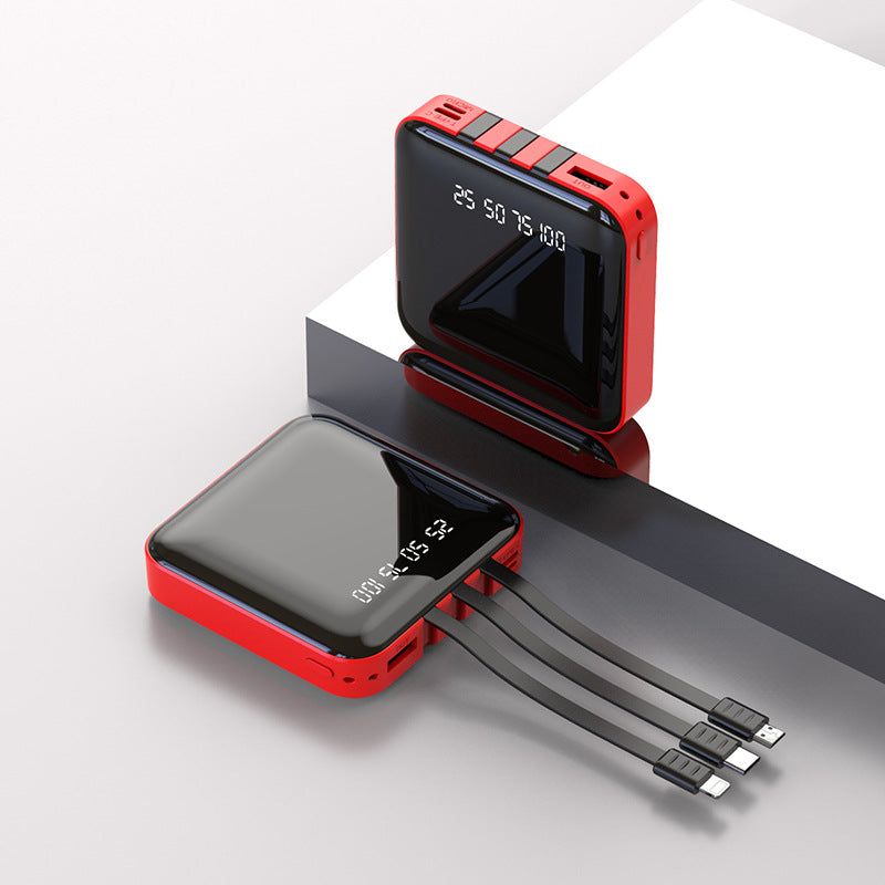 Color: Red, Style: 20000 mAh - Mini creative own cable power bank - American Smart