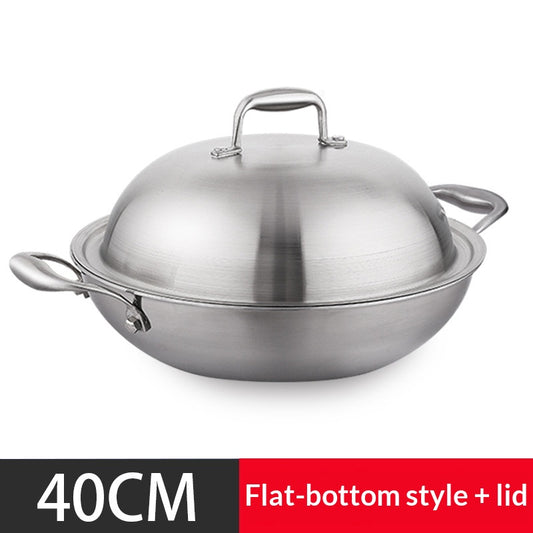 Specifications: 40cm wok with lid - Stainless Steel Non-coated Household Frying Pan