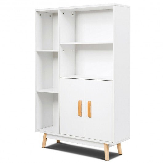American Smart free-standing pantry cabinet with two doors and five shelves for home office storage organization
