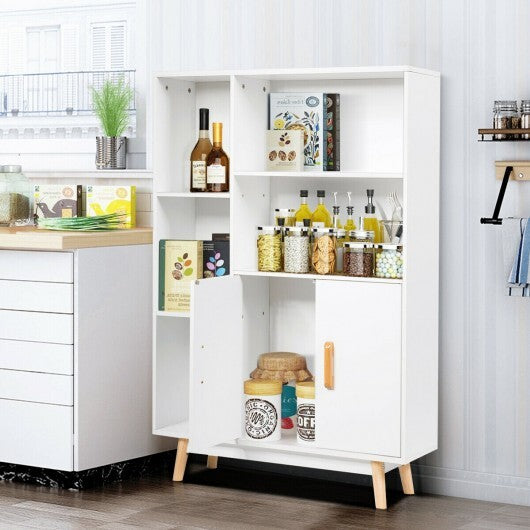 American Smart free-standing pantry cabinet with two doors and five shelves, ideal for home office storage.