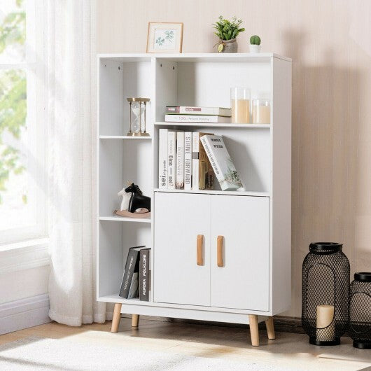 American Smart free-standing pantry cabinet with two doors and five shelves, ideal for home office storage.