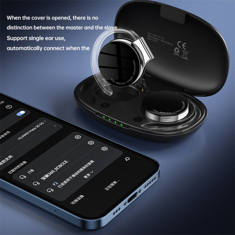 Black US F2 TWS wireless Bluetooth earbuds with noise-canceling, night running light, luminous sports design by American Smart WB