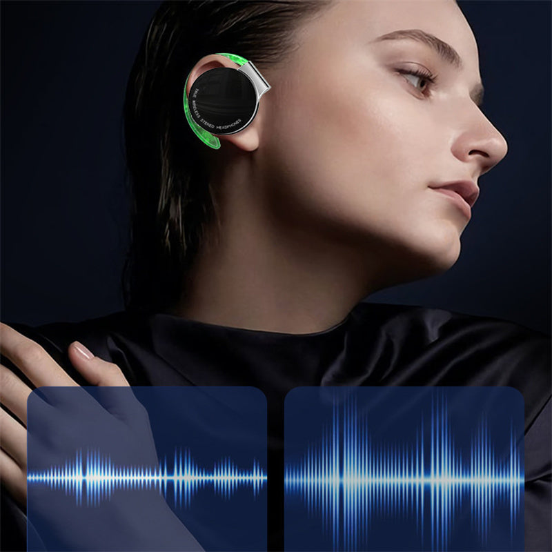 Black US F2 TWS wireless Bluetooth earbuds with noise-canceling, night running light, luminous sports design by American Smart WB