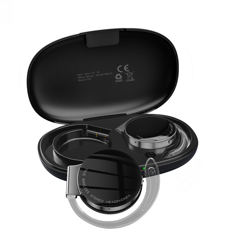 Black US F2 TWS wireless Bluetooth headset with noise-cancelling, luminous night running light, sports earbuds by American Smart.