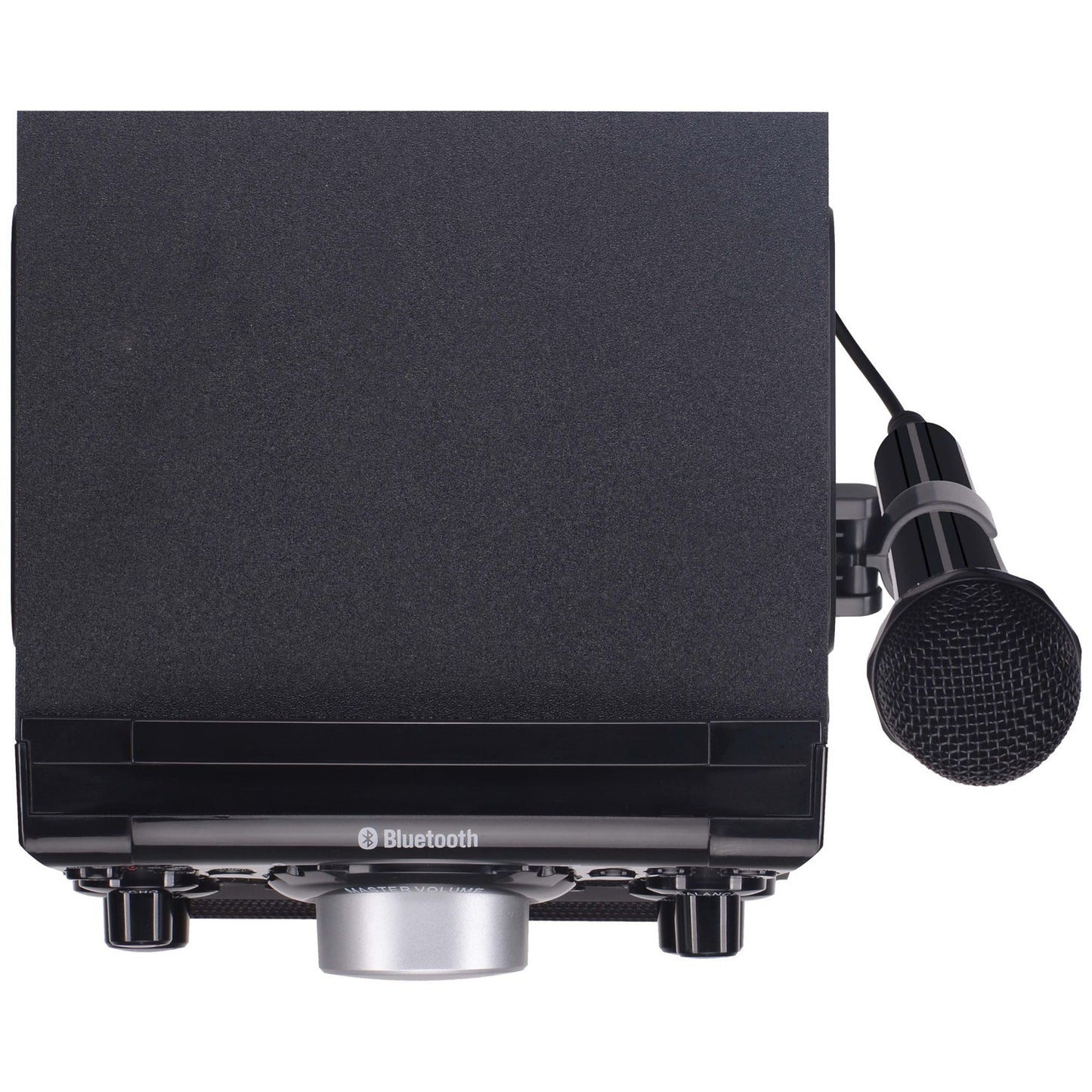 American Smart Karaoke USA GQ410 portable MP3 karaoke system with Bluetooth, PA speakers, and built-in battery.