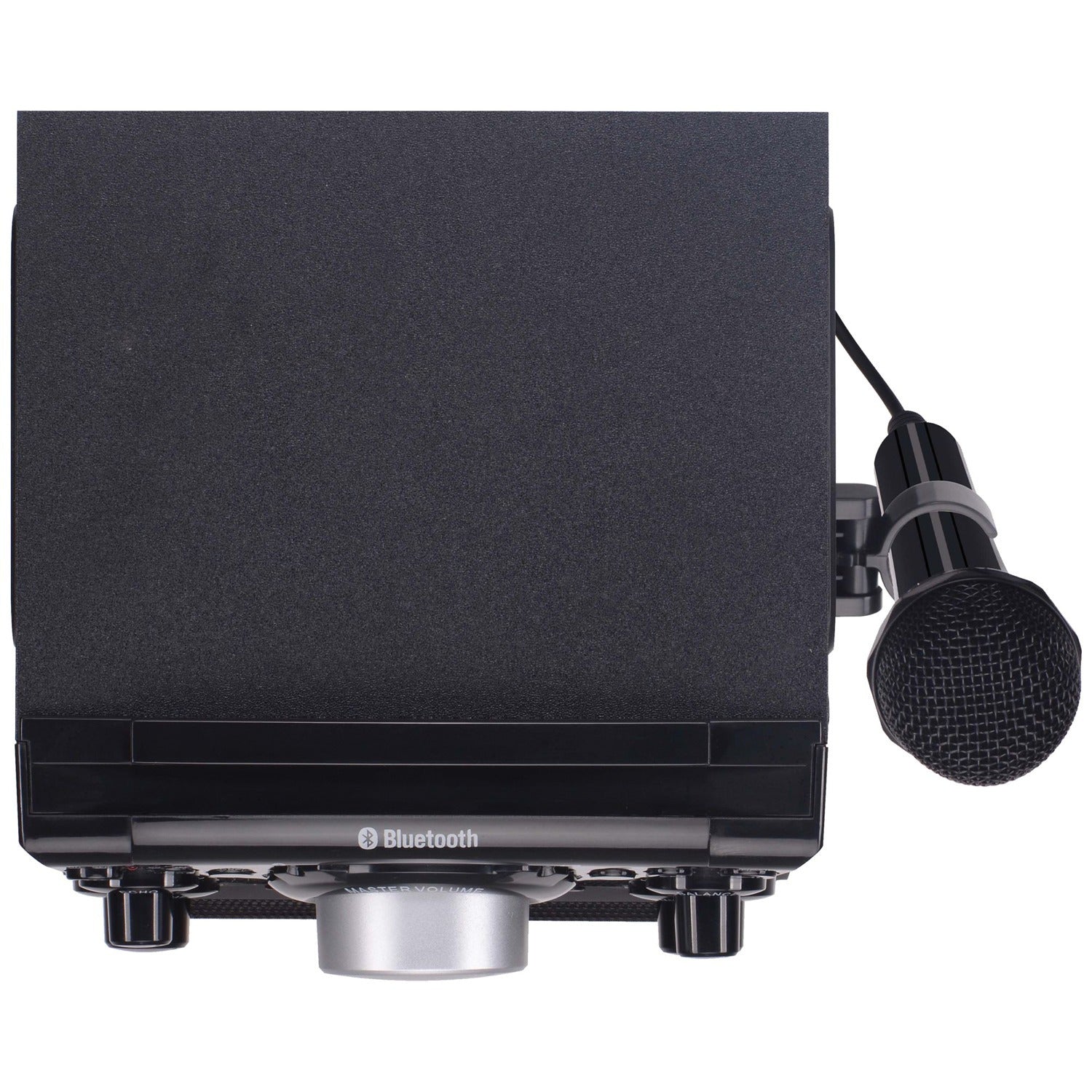 American Smart Karaoke USA GQ410 portable MP3 karaoke system with Bluetooth, PA speakers, and built-in battery.
