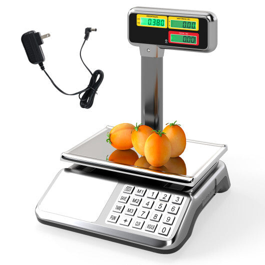 American Smart 88lb digital kitchen price computing scale with pole and dual LCD display for commercial food weighing.