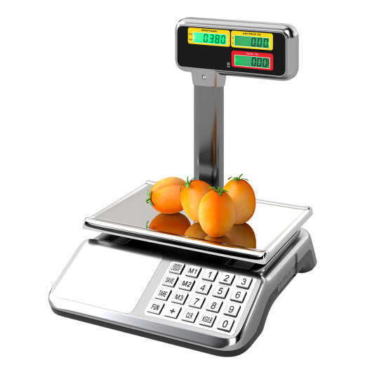 American Smart WB 88lb digital kitchen price computing scale with pole and dual LCD display for commercial food weighing
