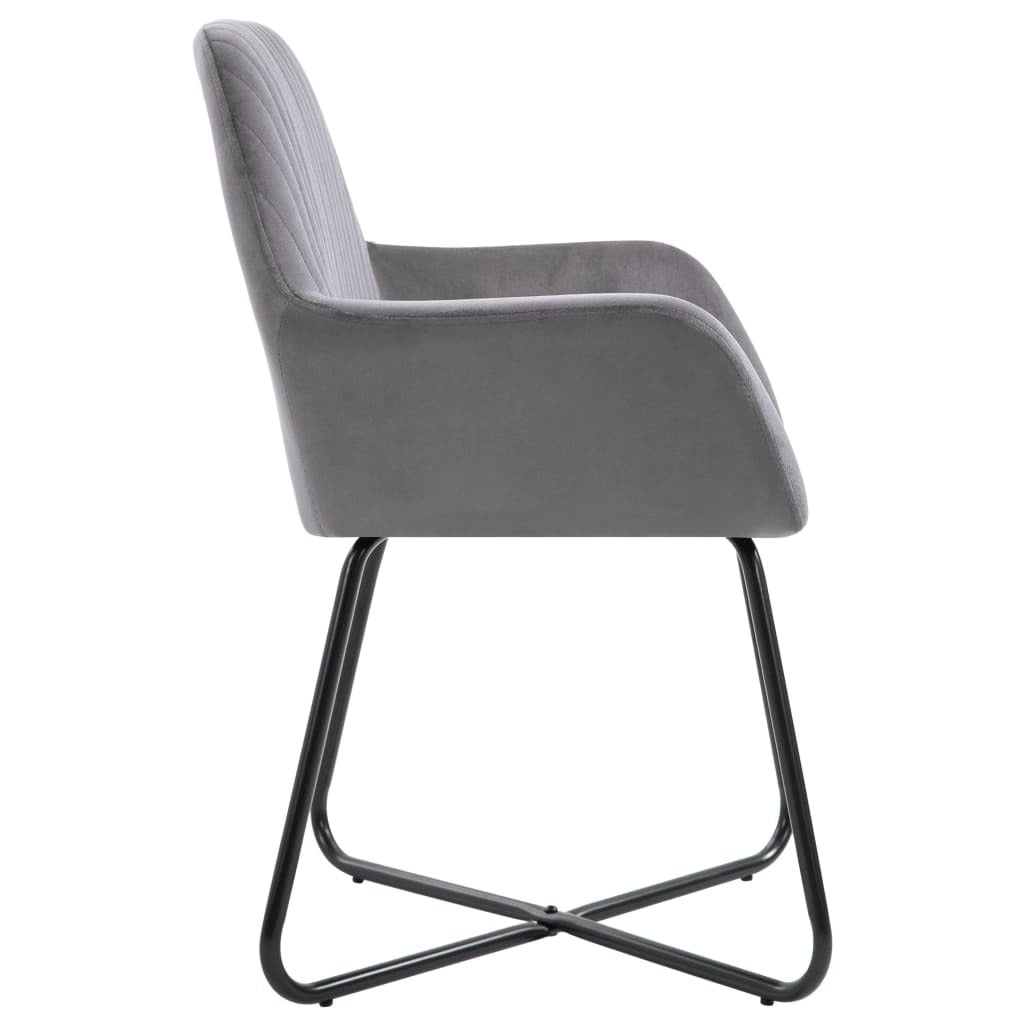 Two gray velvet dining chairs from American Smart, stylish kitchen and dining room chairs with modern design.