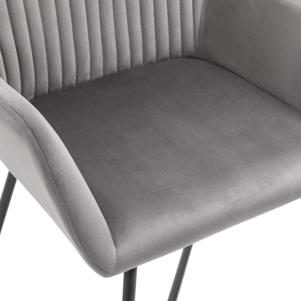 Two gray velvet dining chairs from American Smart, featuring modern kitchen and dining room seating with sleek design.
