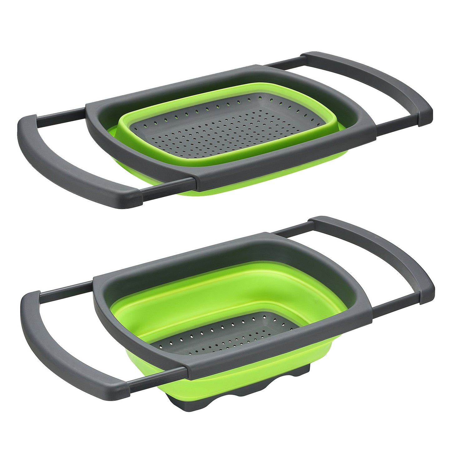Color: Green - 1Pc Collapsible Scalable Silicone Colander Folding Kitchen Silicone Strainer Fruit Vegetable Wash Colanders kitchen Cooking Tool - American Smart