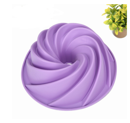 Color: Purple - Silicone Round Cake Mold Cyclone Bakeware Large Hollow Spiral Cake Mold DIY Baking Mold - American Smart
