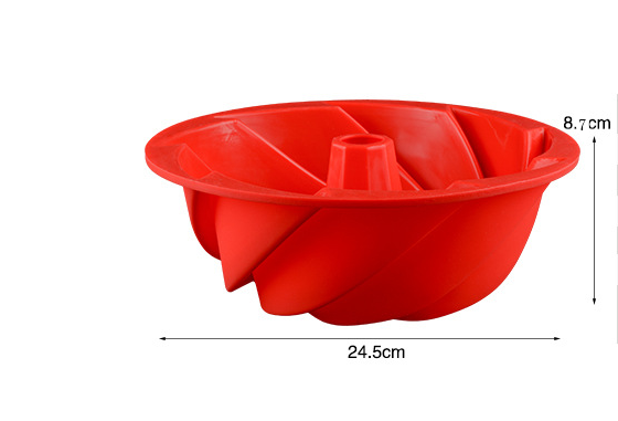 Color: Red - Silicone Round Cake Mold Cyclone Bakeware Large Hollow Spiral Cake Mold DIY Baking Mold - American Smart