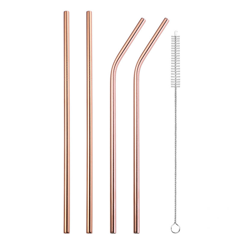 Color: Rose gold 5 piece set - 304 stainless steel straw - American Smart