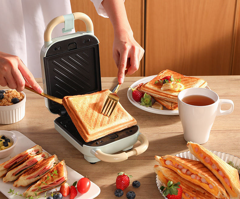 American Smart bread and toast press sandwich machine, multifunctional breakfast kitchen appliance with storage features.