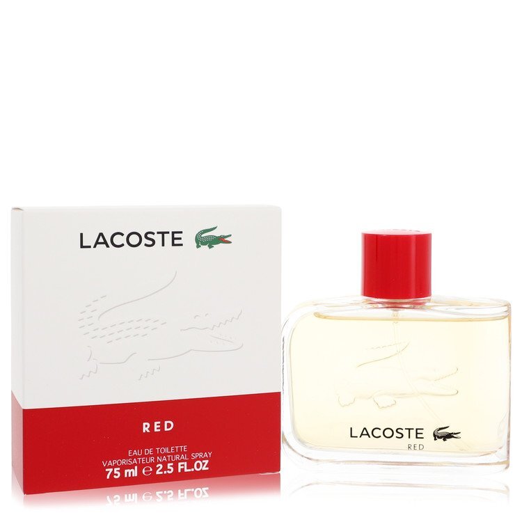 Lacoste Style In Play Eau De Toilette spray for men, 2.5 oz, red bottle, new packaging, by Lacoste.