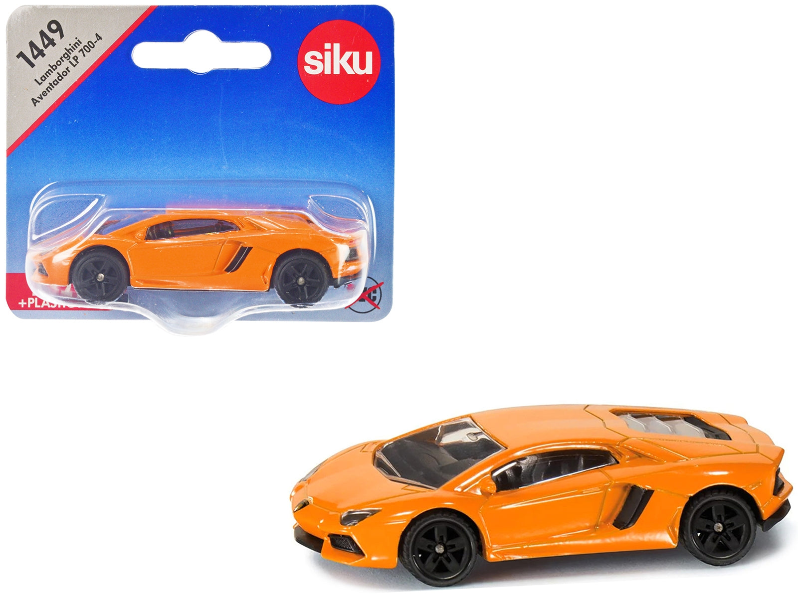 Orange Lamborghini Aventador LP700-4 diecast model car by Siku, detailed Lamborghini models from American Smart brand.